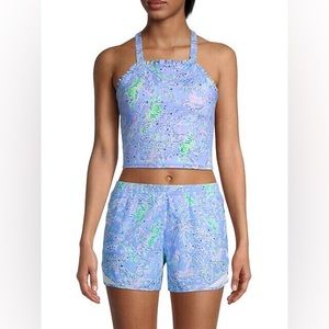 Lilly Pulitzer Luxletic Blue Peri The Turtle Package | Ocean Trail Shorts Sz XL